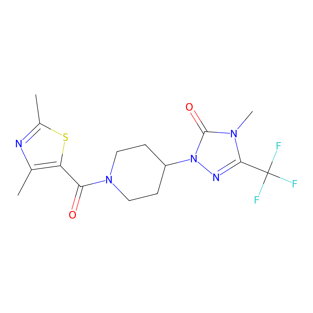 1-(1-(2,4-dimethylthiazole-5-carbonyl)piperidin-4-yl)-4-methyl-3-(trifluoromethyl)-1H-1,2,4-triazol-5(4H)-one molecular structure, CAS 2034280-72-1