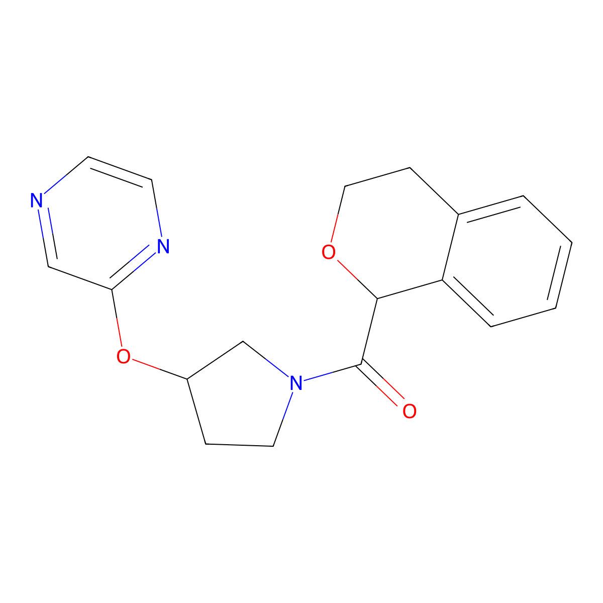 Isochroman-1-yl(3-(pyrazin-2-yloxy)pyrrolidin-1-yl)methanone molecular structure, CAS 2034280-75-4