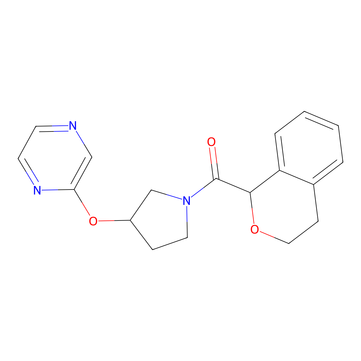 Isochroman-1-yl(3-(pyrazin-2-yloxy)pyrrolidin-1-yl)methanone molecular structure, CAS 2034280-75-4