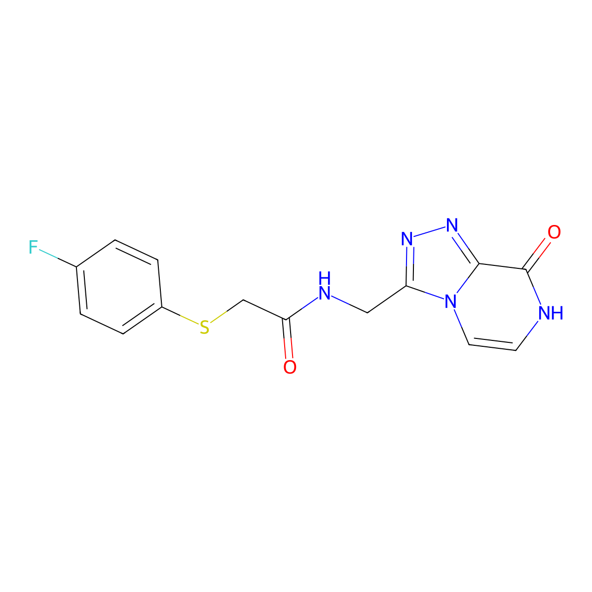 2-((4-fluorophenyl)thio)-N-((8-hydroxy-[1,2,4]triazolo[4,3-a]pyrazin-3-yl)methyl)acetamide molecular structure, CAS 2034280-76-5