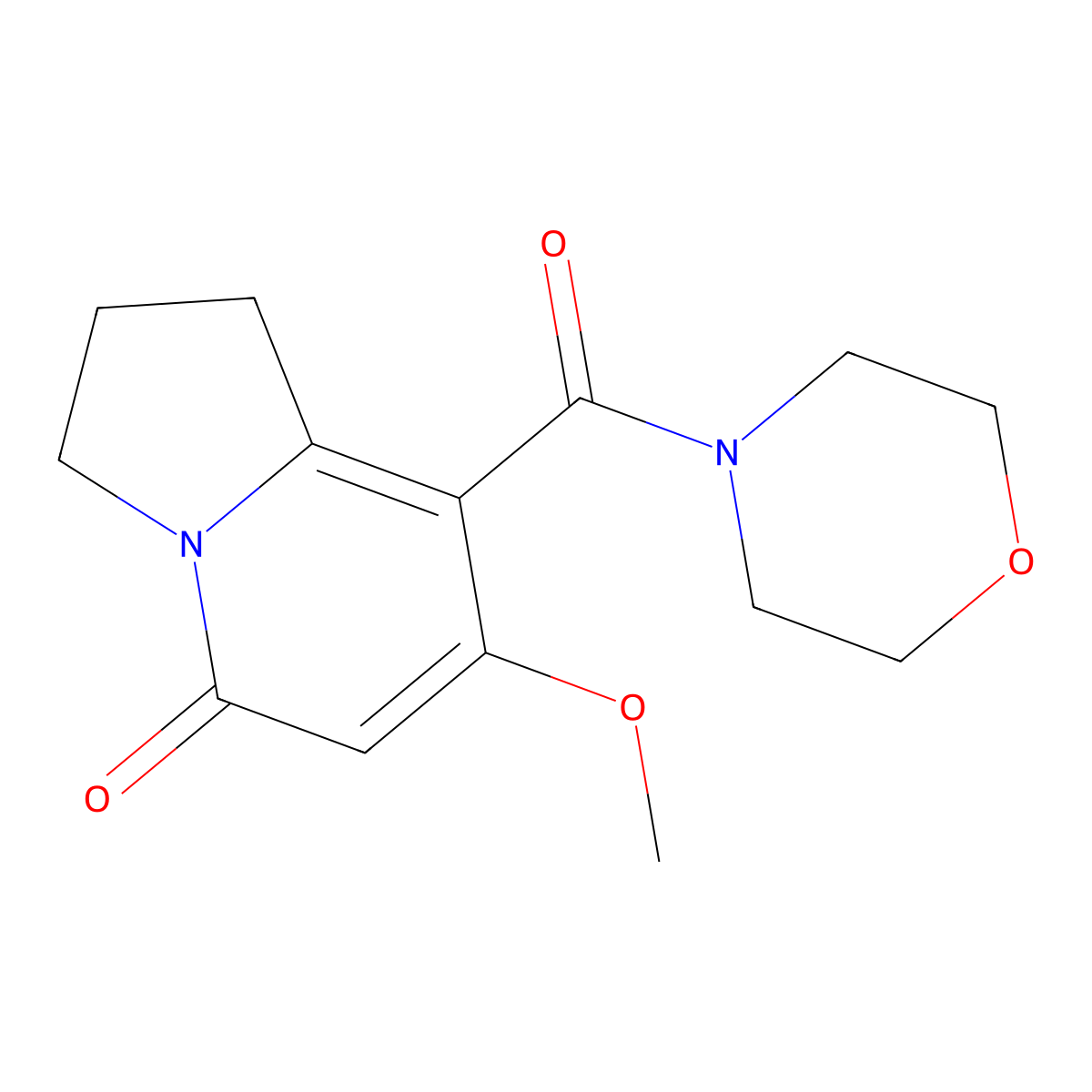 7-methoxy-8-(morpholine-4-carbonyl)-2,3-dihydroindolizin-5(1H)-one molecular structure, CAS 2034280-82-3