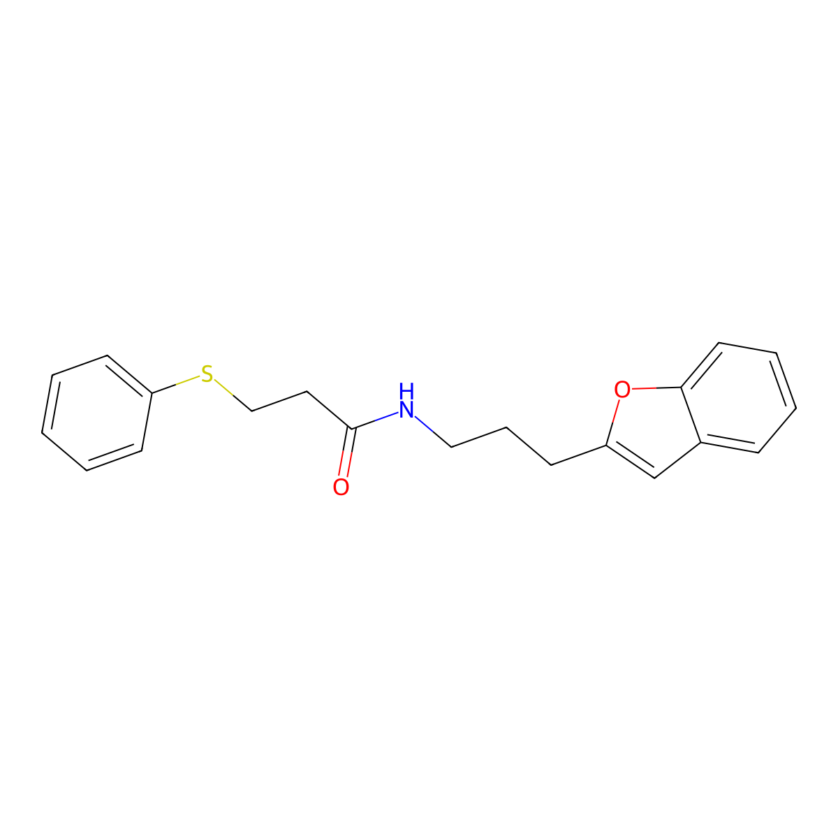 N-(3-(benzofuran-2-yl)propyl)-3-(phenylthio)propanamide molecular structure, CAS 2034280-86-7