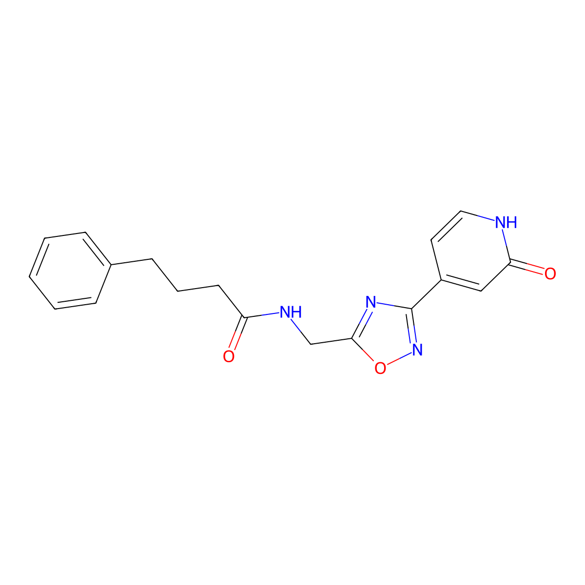 N-((3-(2-oxo-1,2-dihydropyridin-4-yl)-1,2,4-oxadiazol-5-yl)methyl)-4-phenylbutanamide molecular structure, CAS 2034280-92-5