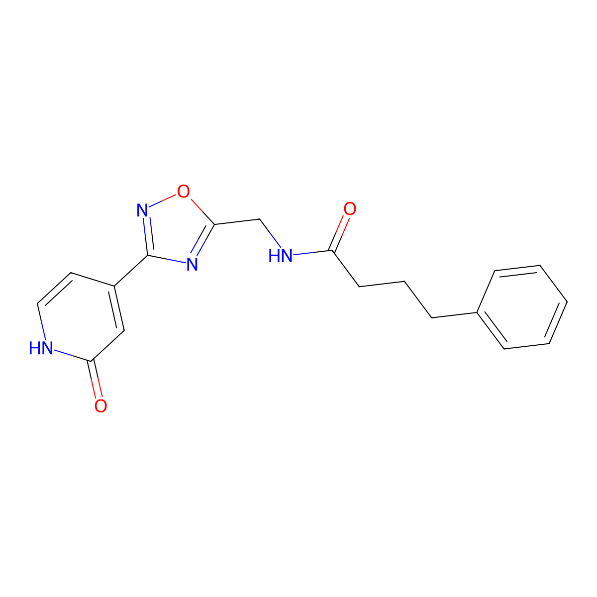 N-((3-(2-oxo-1,2-dihydropyridin-4-yl)-1,2,4-oxadiazol-5-yl)methyl)-4-phenylbutanamide molecular structure, CAS 2034280-92-5