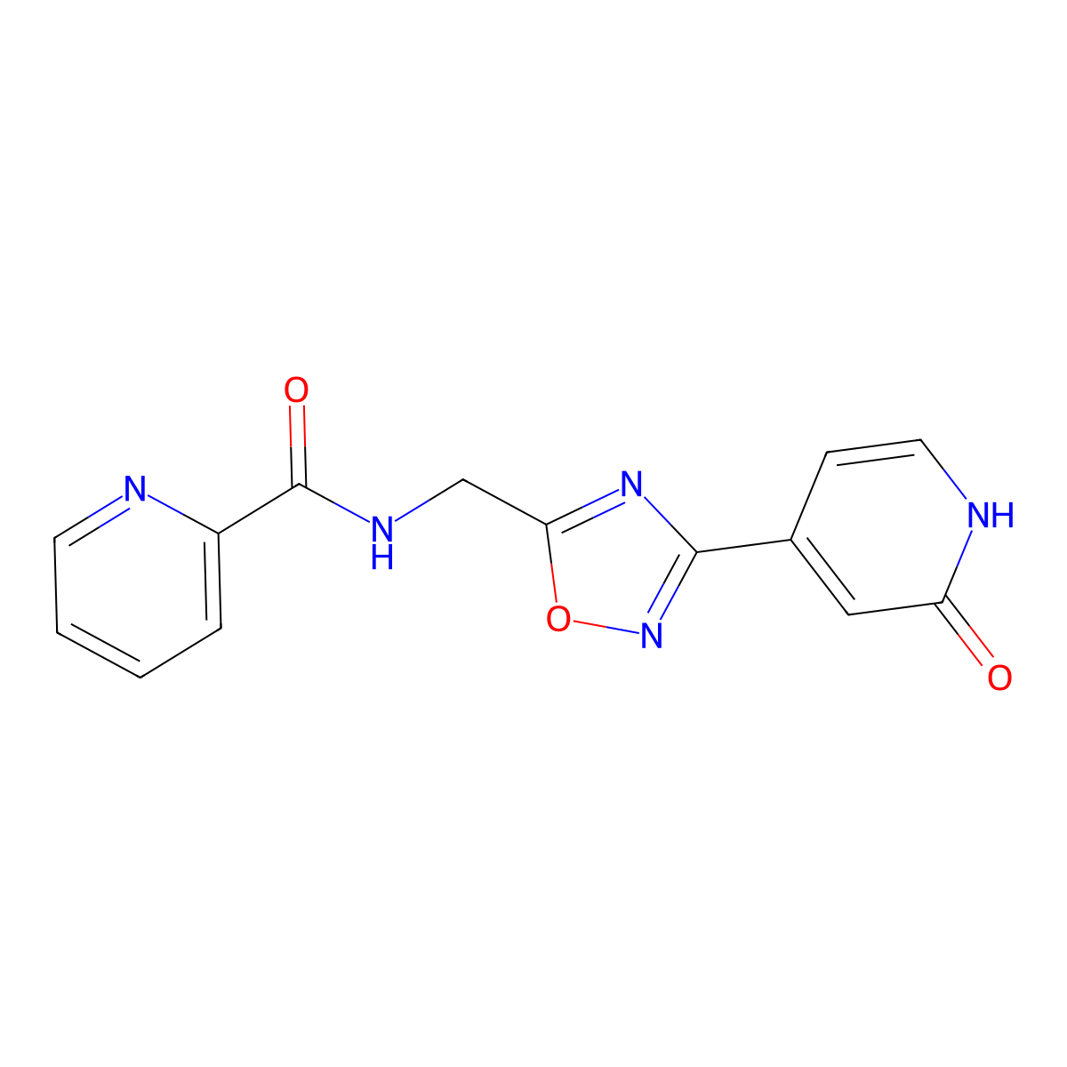 N-((3-(2-oxo-1,2-dihydropyridin-4-yl)-1,2,4-oxadiazol-5-yl)methyl)picolinamide molecular structure, CAS 2034280-98-1