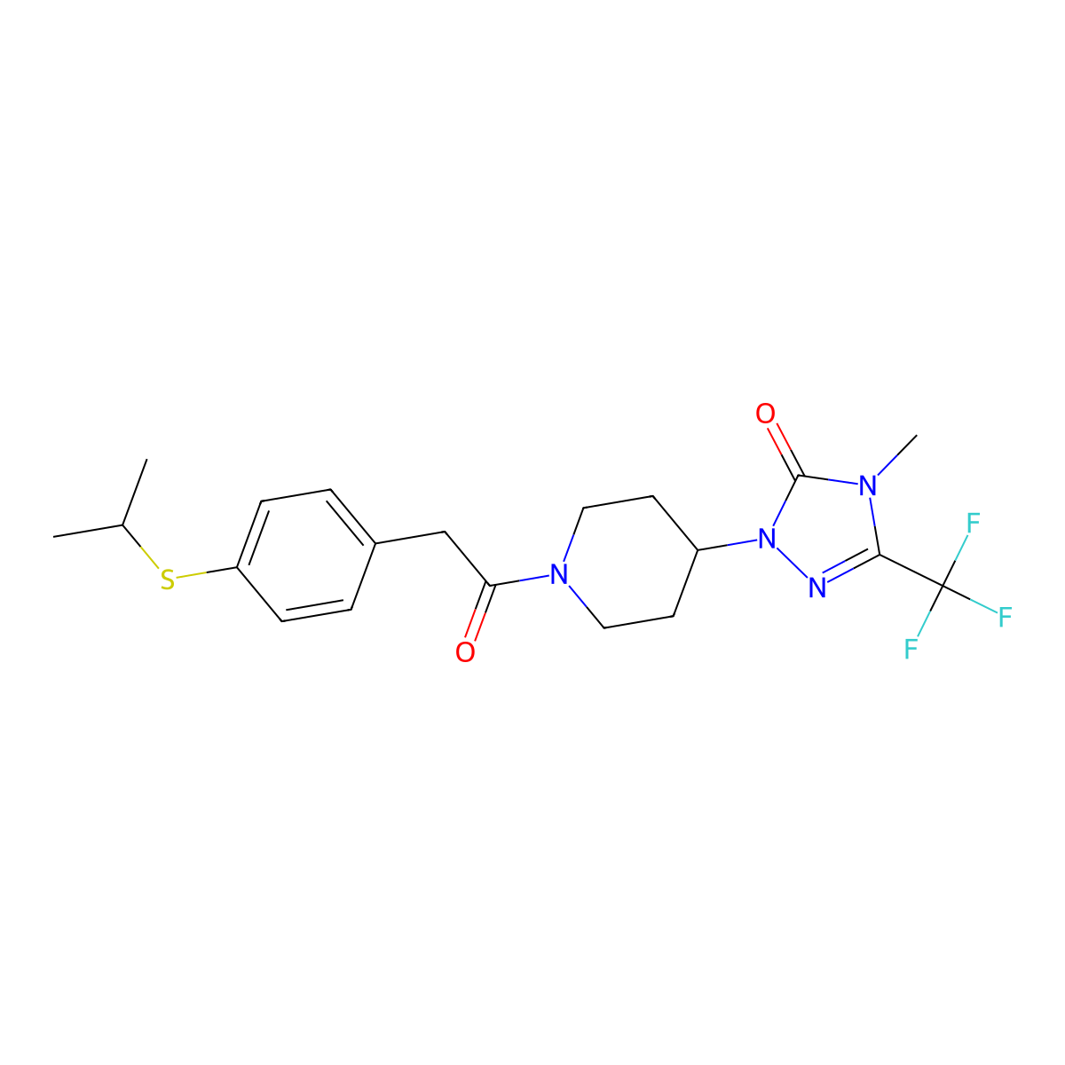 1-(1-(2-(4-(isopropylthio)phenyl)acetyl)piperidin-4-yl)-4-methyl-3-(trifluoromethyl)-1H-1,2,4-triazol-5(4H)-one molecular structure, CAS 2034281-00-8