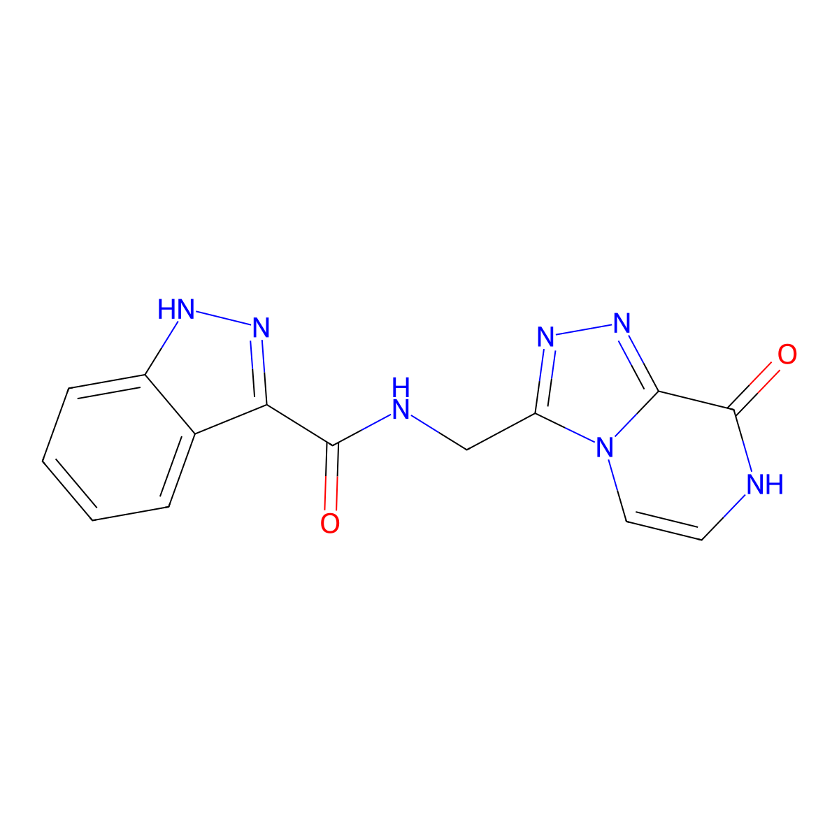 N-((8-hydroxy-[1,2,4]triazolo[4,3-a]pyrazin-3-yl)methyl)-1H-indazole-3-carboxamide molecular structure, CAS 2034281-09-7