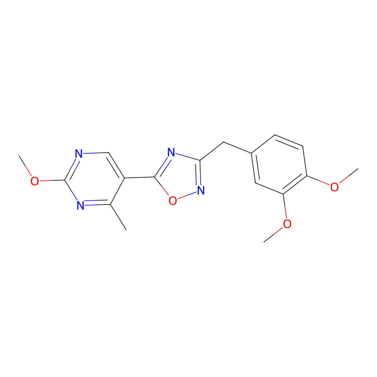 3-(3,4-Dimethoxybenzyl)-5-(2-methoxy-4-methylpyrimidin-5-yl)-1,2,4-oxadiazole molecular structure, CAS 2034281-15-5