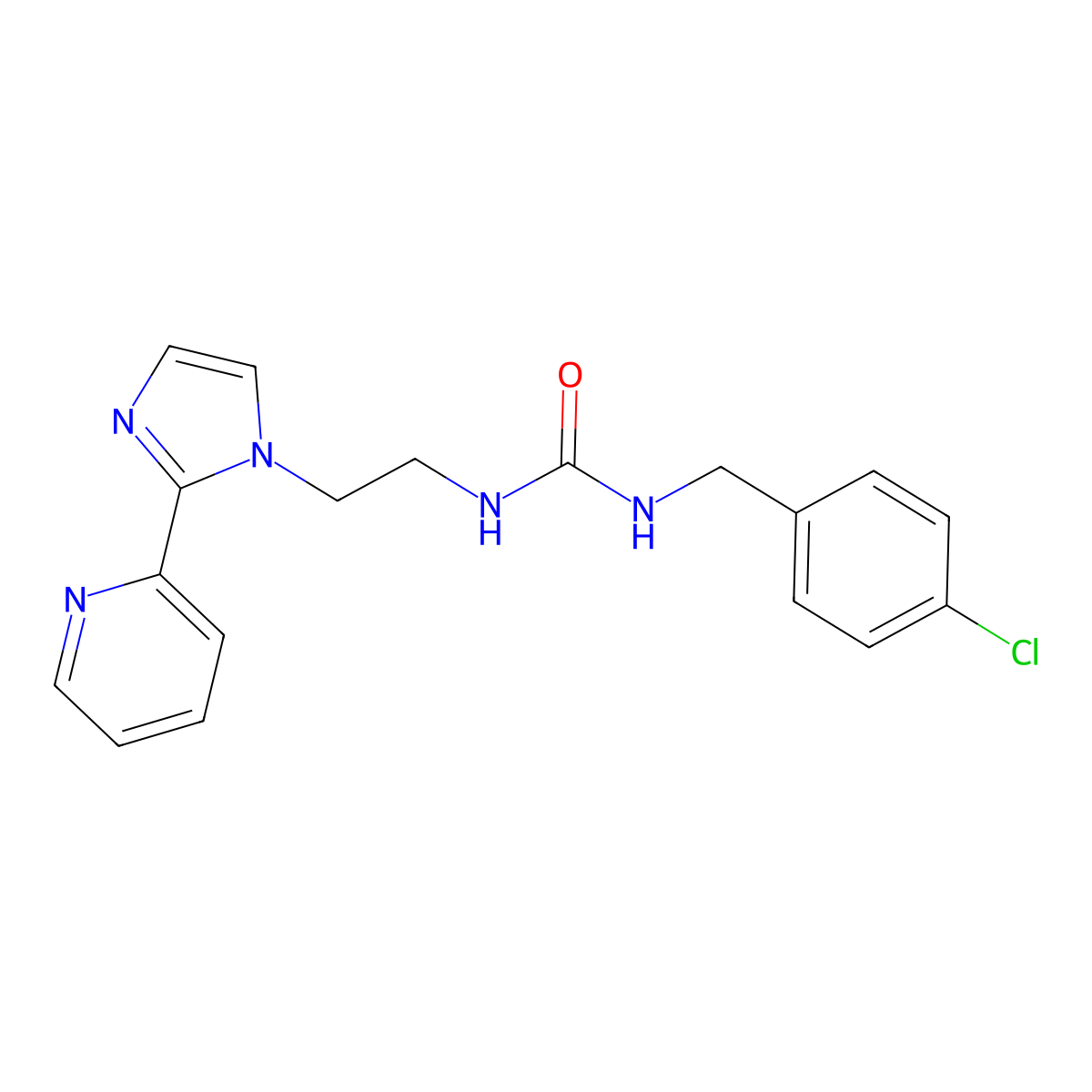 1-(4-chlorobenzyl)-3-(2-(2-(pyridin-2-yl)-1H-imidazol-1-yl)ethyl)urea molecular structure, CAS 2034281-16-6