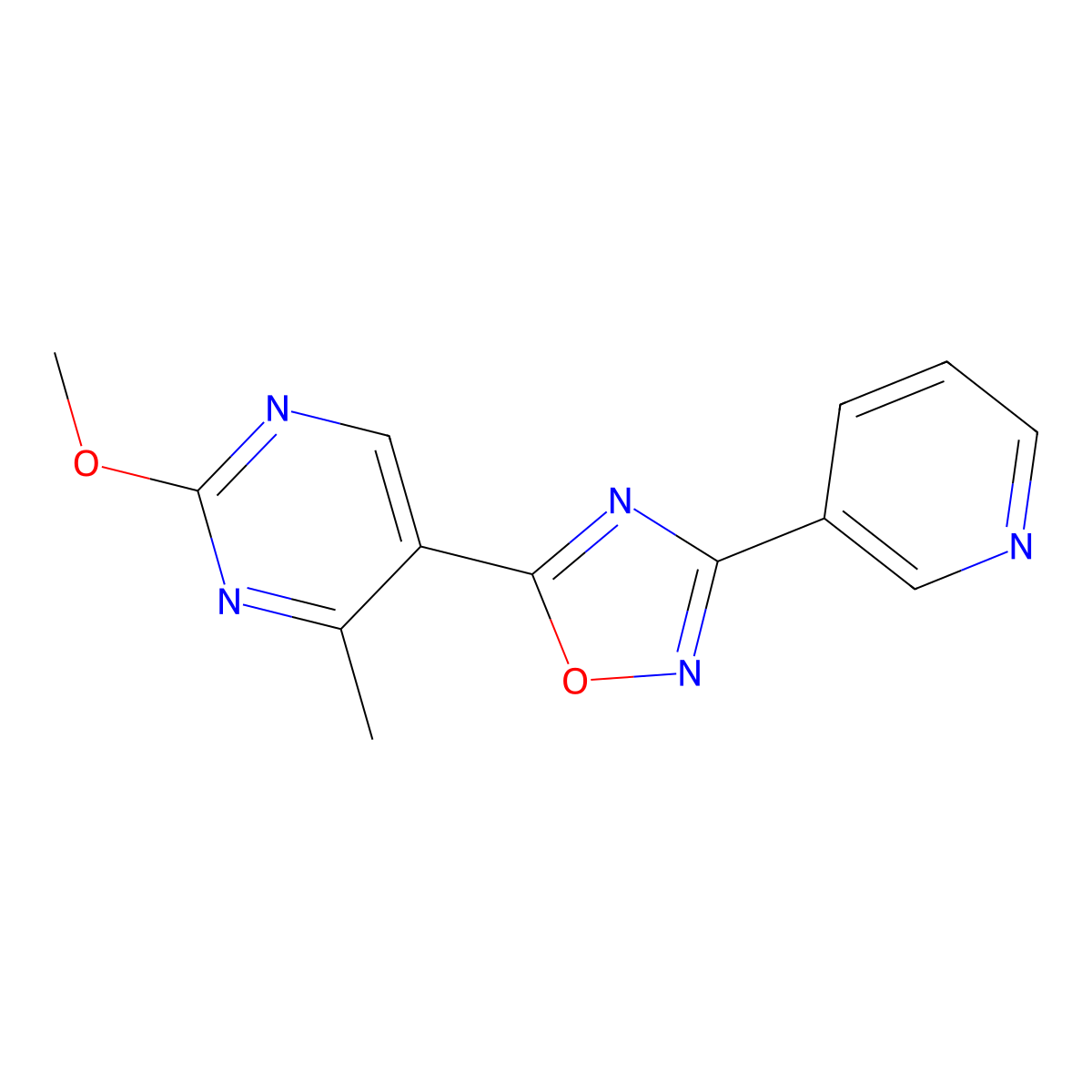 5-(2-Methoxy-4-methylpyrimidin-5-yl)-3-(pyridin-3-yl)-1,2,4-oxadiazole molecular structure, CAS 2034281-19-9