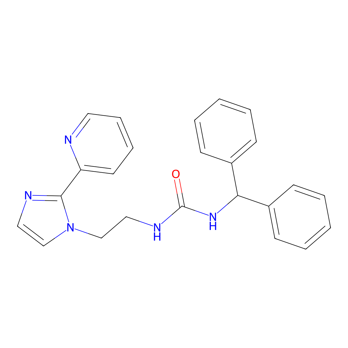 1-benzhydryl-3-(2-(2-(pyridin-2-yl)-1H-imidazol-1-yl)ethyl)urea molecular structure, CAS 2034281-24-6