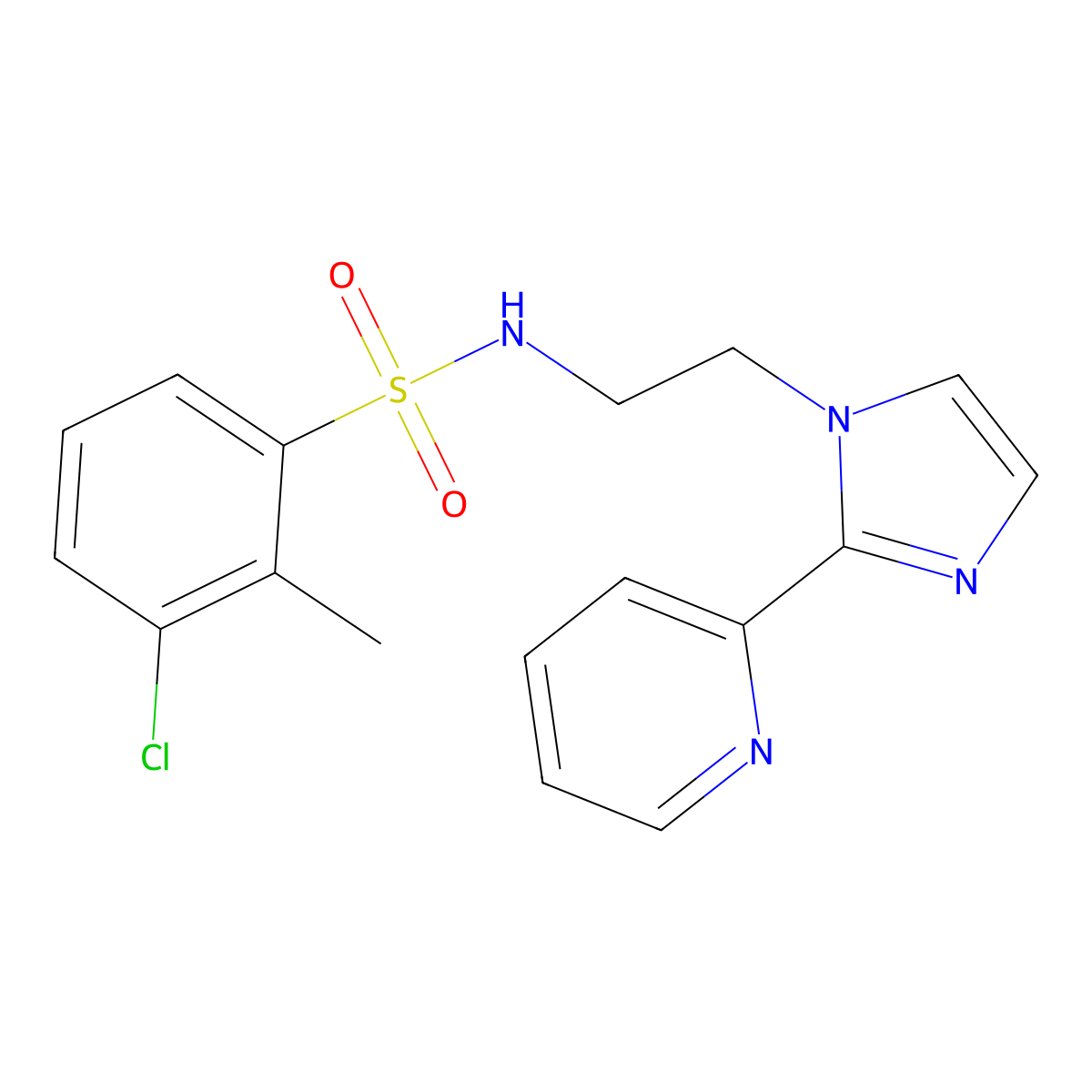 3-chloro-2-methyl-N-(2-(2-(pyridin-2-yl)-1H-imidazol-1-yl)ethyl)benzenesulfonamide molecular structure, CAS 2034281-30-4