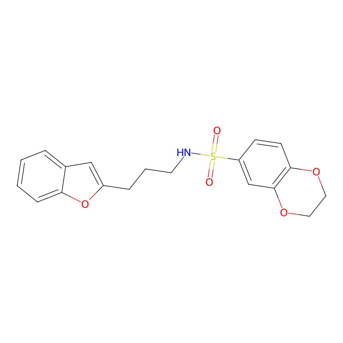N-(3-(benzofuran-2-yl)propyl)-2,3-dihydrobenzo[b][1,4]dioxine-6-sulfonamide molecular structure, CAS 2034281-39-3
