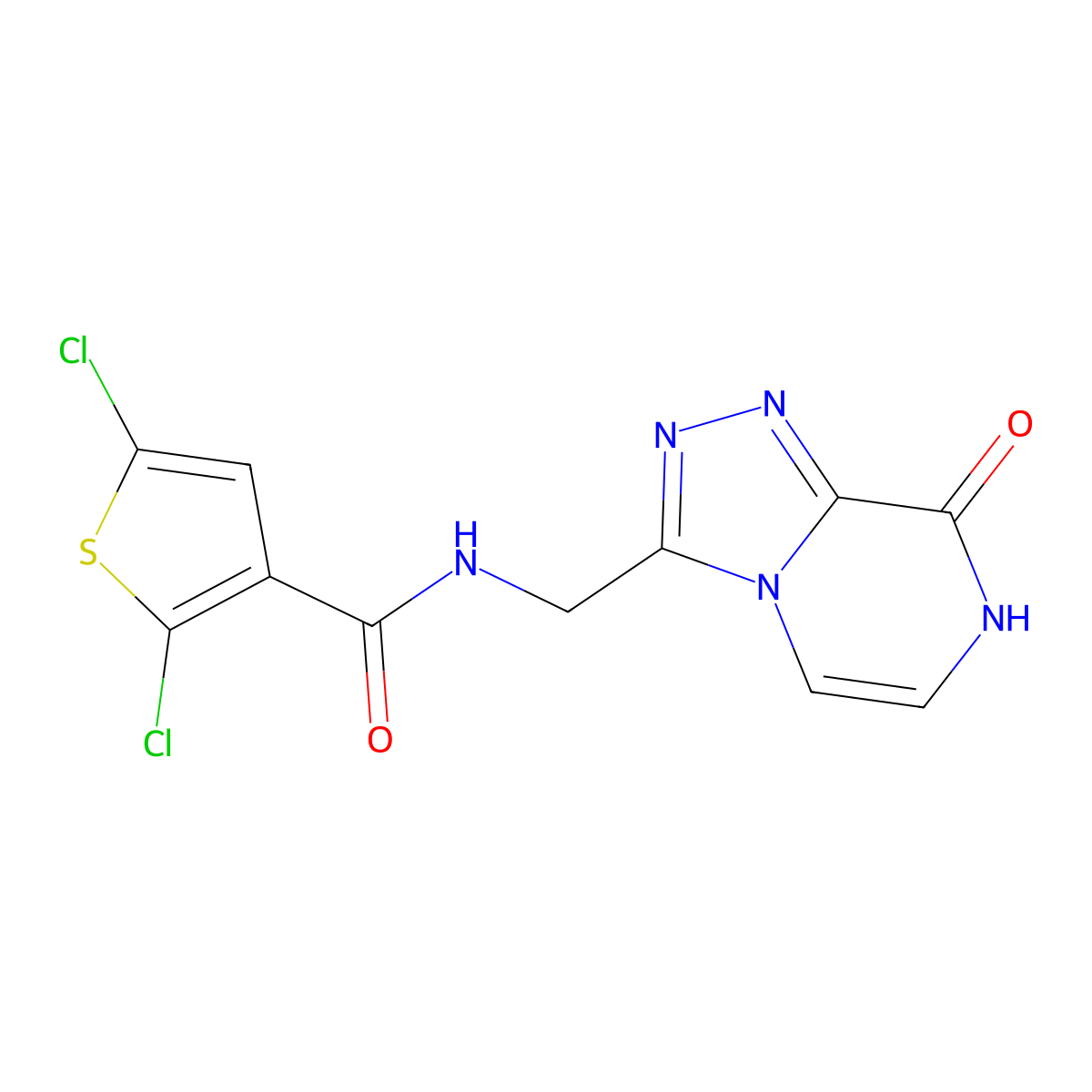 2,5-dichloro-N-((8-hydroxy-[1,2,4]triazolo[4,3-a]pyrazin-3-yl)methyl)thiophene-3-carboxamide molecular structure, CAS 2034281-43-9
