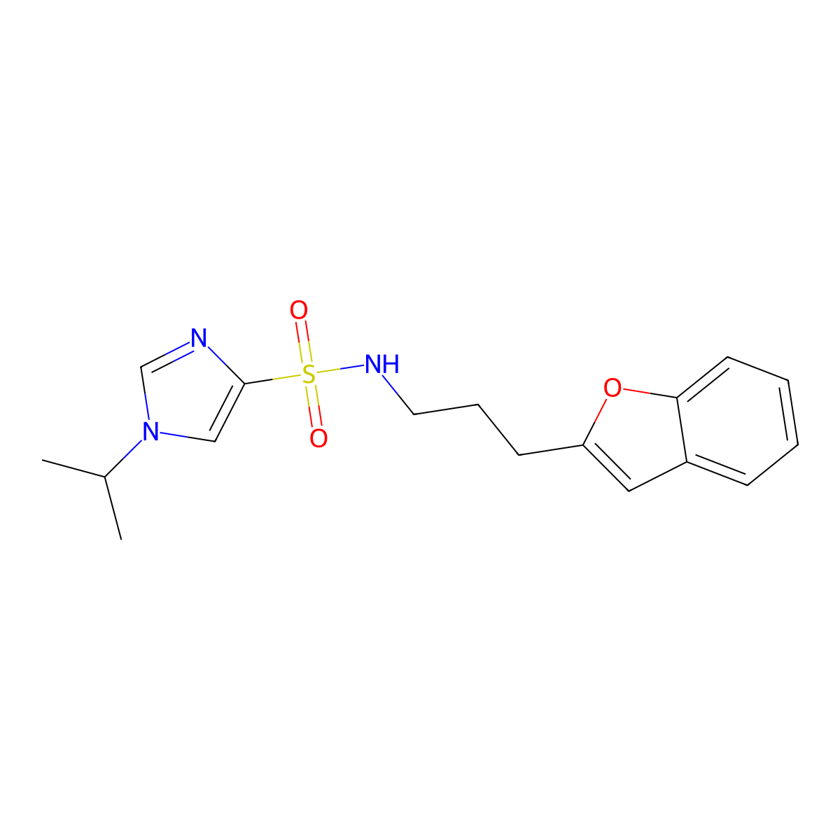 N-(3-(benzofuran-2-yl)propyl)-1-isopropyl-1H-imidazole-4-sulfonamide molecular structure, CAS 2034281-48-4