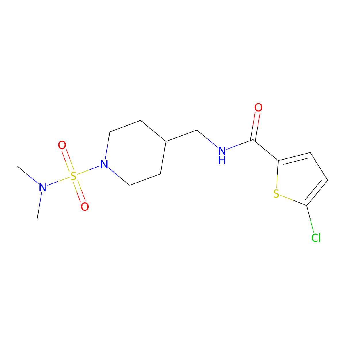 5-chloro-N-((1-(N,N-dimethylsulfamoyl)piperidin-4-yl)methyl)thiophene-2-carboxamide molecular structure, CAS 2034281-51-9