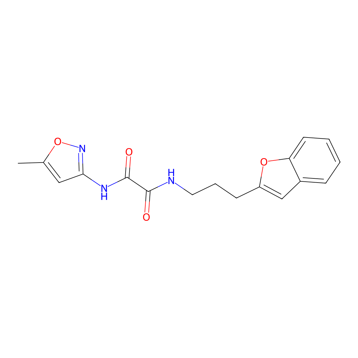N1-(3-(benzofuran-2-yl)propyl)-N2-(5-methylisoxazol-3-yl)oxalamide molecular structure, CAS 2034281-54-2