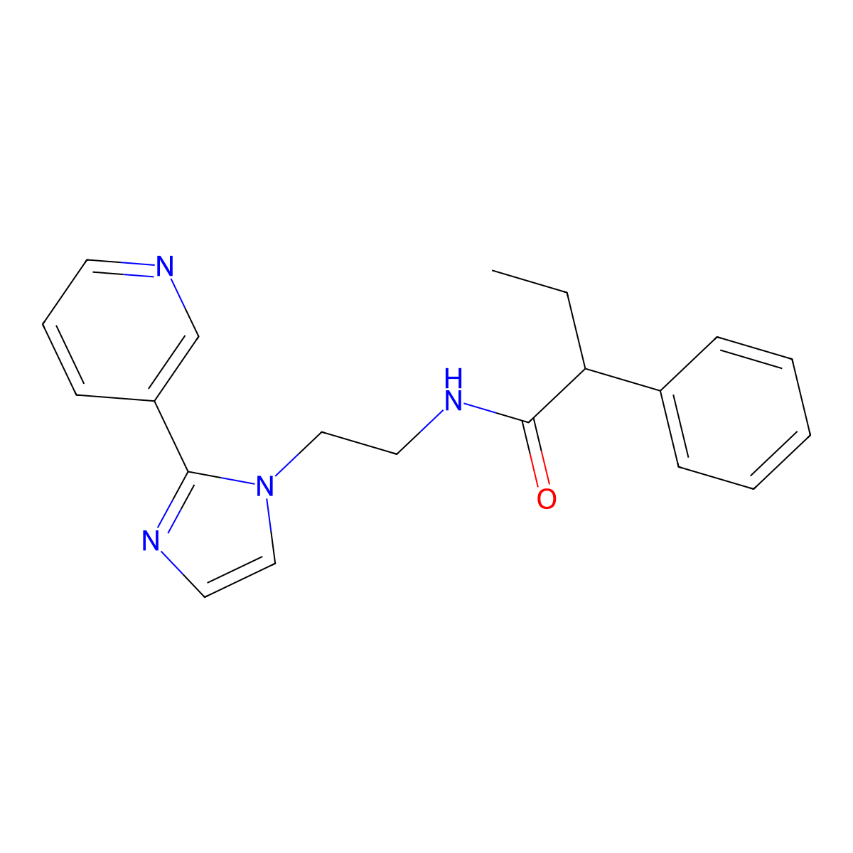 2-phenyl-N-(2-(2-(pyridin-3-yl)-1H-imidazol-1-yl)ethyl)butanamide molecular structure, CAS 2034281-58-6