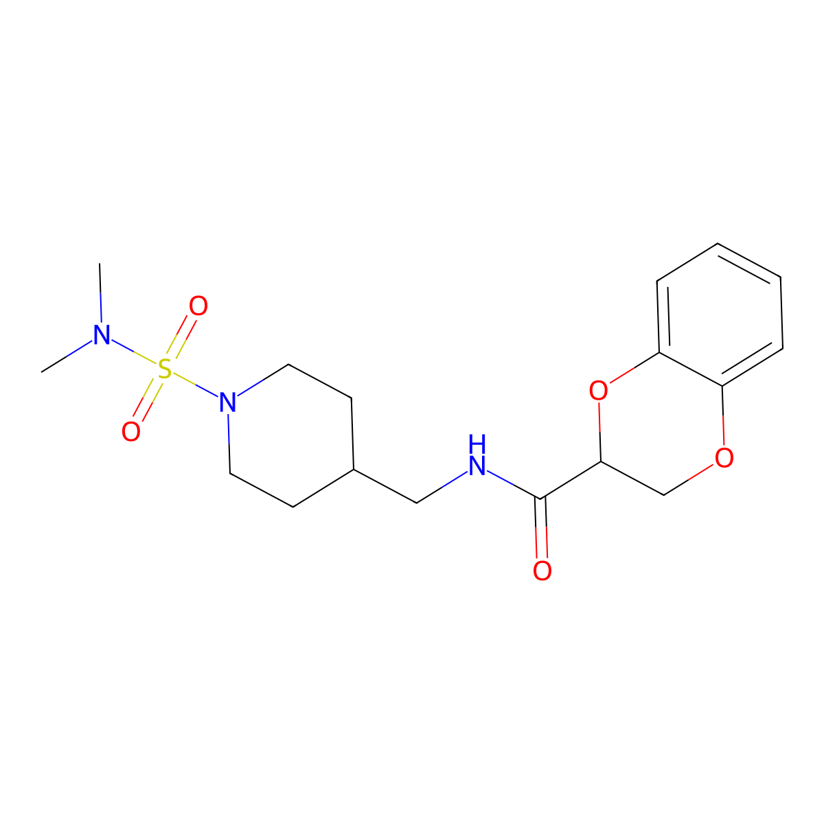 N-((1-(N,N-dimethylsulfamoyl)piperidin-4-yl)methyl)-2,3-dihydrobenzo[b][1,4]dioxine-2-carboxamide molecular structure, CAS 2034281-62-2