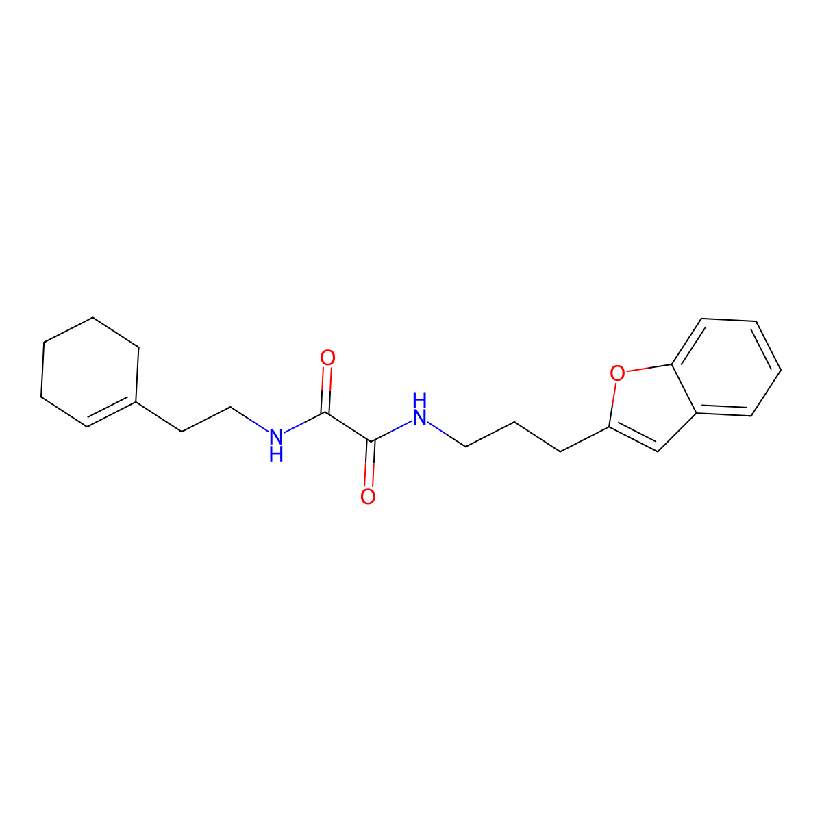 N1-(3-(benzofuran-2-yl)propyl)-N2-(2-(cyclohex-1-en-1-yl)ethyl)oxalamide molecular structure, CAS 2034281-64-4