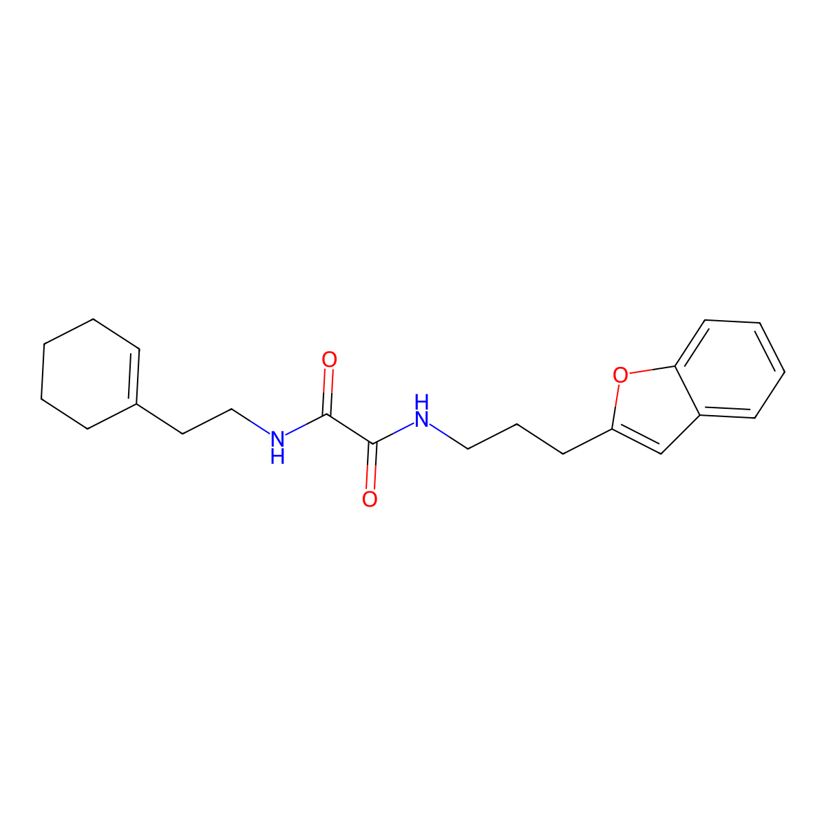 N1-(3-(benzofuran-2-yl)propyl)-N2-(2-(cyclohex-1-en-1-yl)ethyl)oxalamide molecular structure, CAS 2034281-64-4