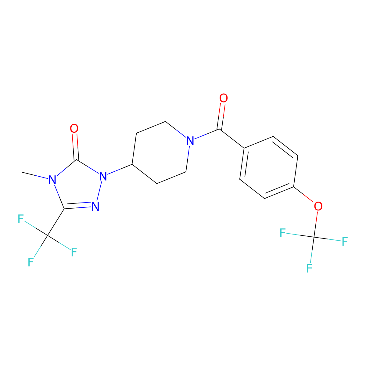 4-methyl-1-(1-(4-(trifluoromethoxy)benzoyl)piperidin-4-yl)-3-(trifluoromethyl)-1H-1,2,4-triazol-5(4H)-one molecular structure, CAS 2034281-66-6