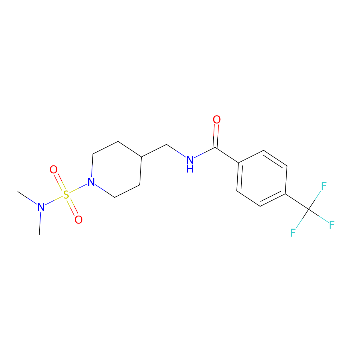 N-((1-(N,N-dimethylsulfamoyl)piperidin-4-yl)methyl)-4-(trifluoromethyl)benzamide molecular structure, CAS 2034281-71-3