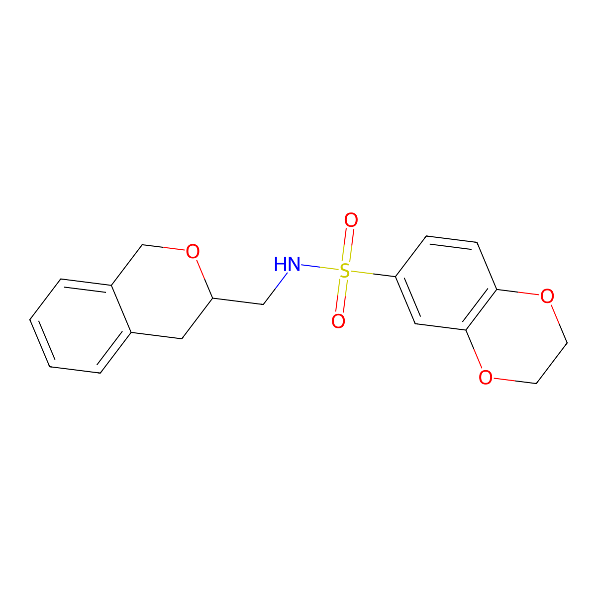 N-(isochroman-3-ylmethyl)-2,3-dihydrobenzo[b][1,4]dioxine-6-sulfonamide molecular structure, CAS 2034281-73-5