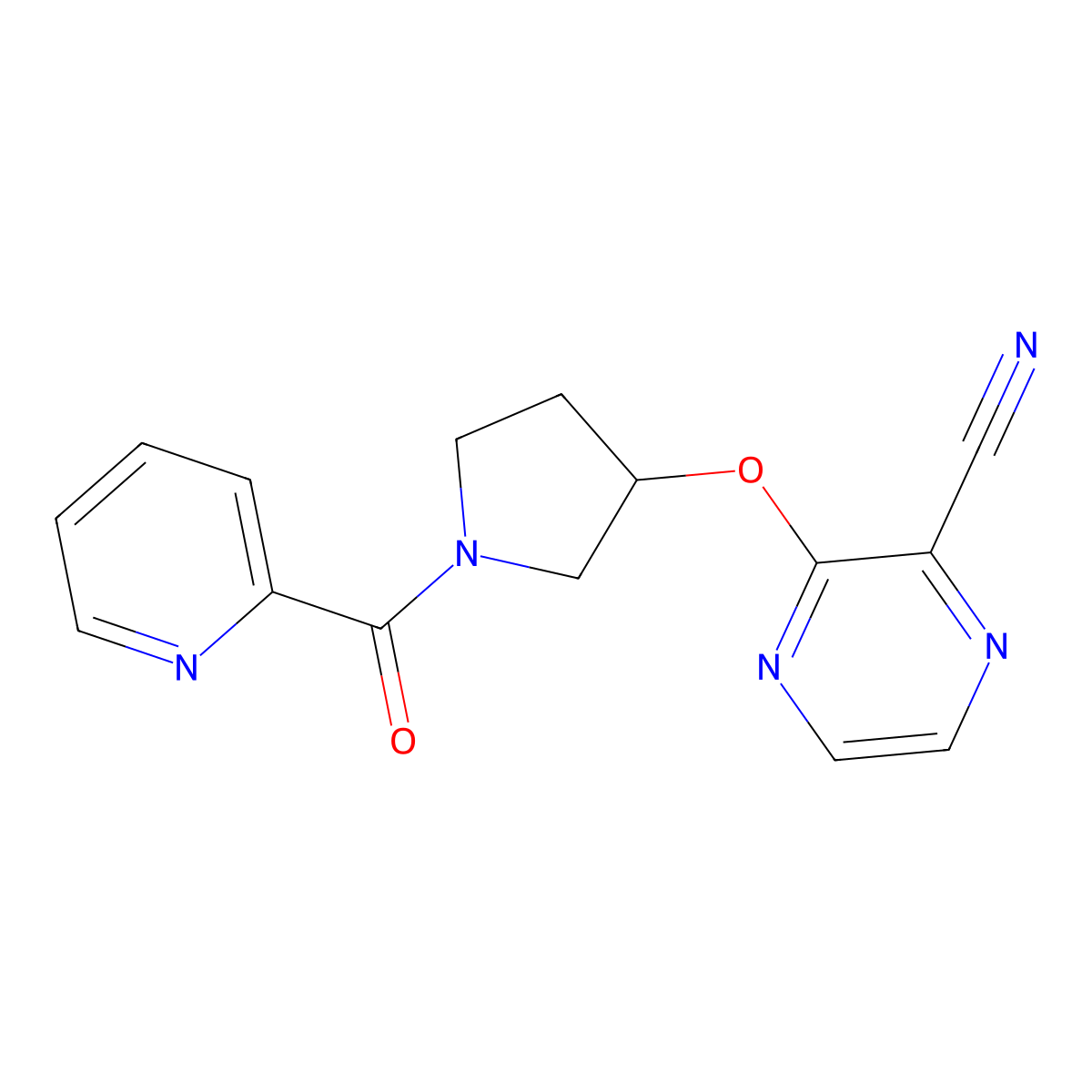3-((1-Picolinoylpyrrolidin-3-yl)oxy)pyrazine-2-carbonitrile molecular structure, CAS 2034281-76-8