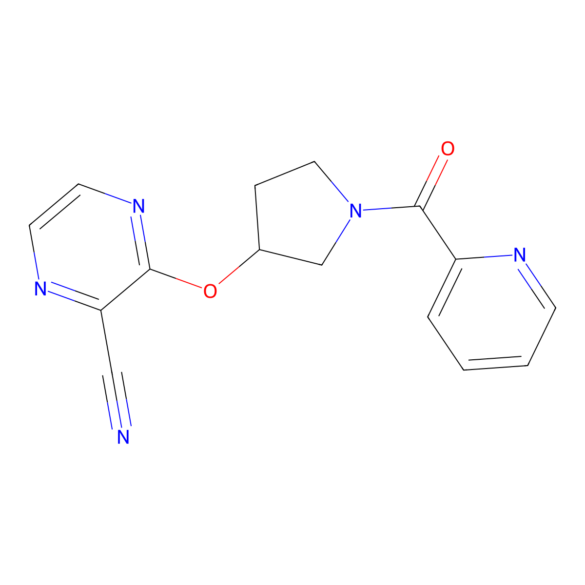 3-((1-Picolinoylpyrrolidin-3-yl)oxy)pyrazine-2-carbonitrile molecular structure, CAS 2034281-76-8