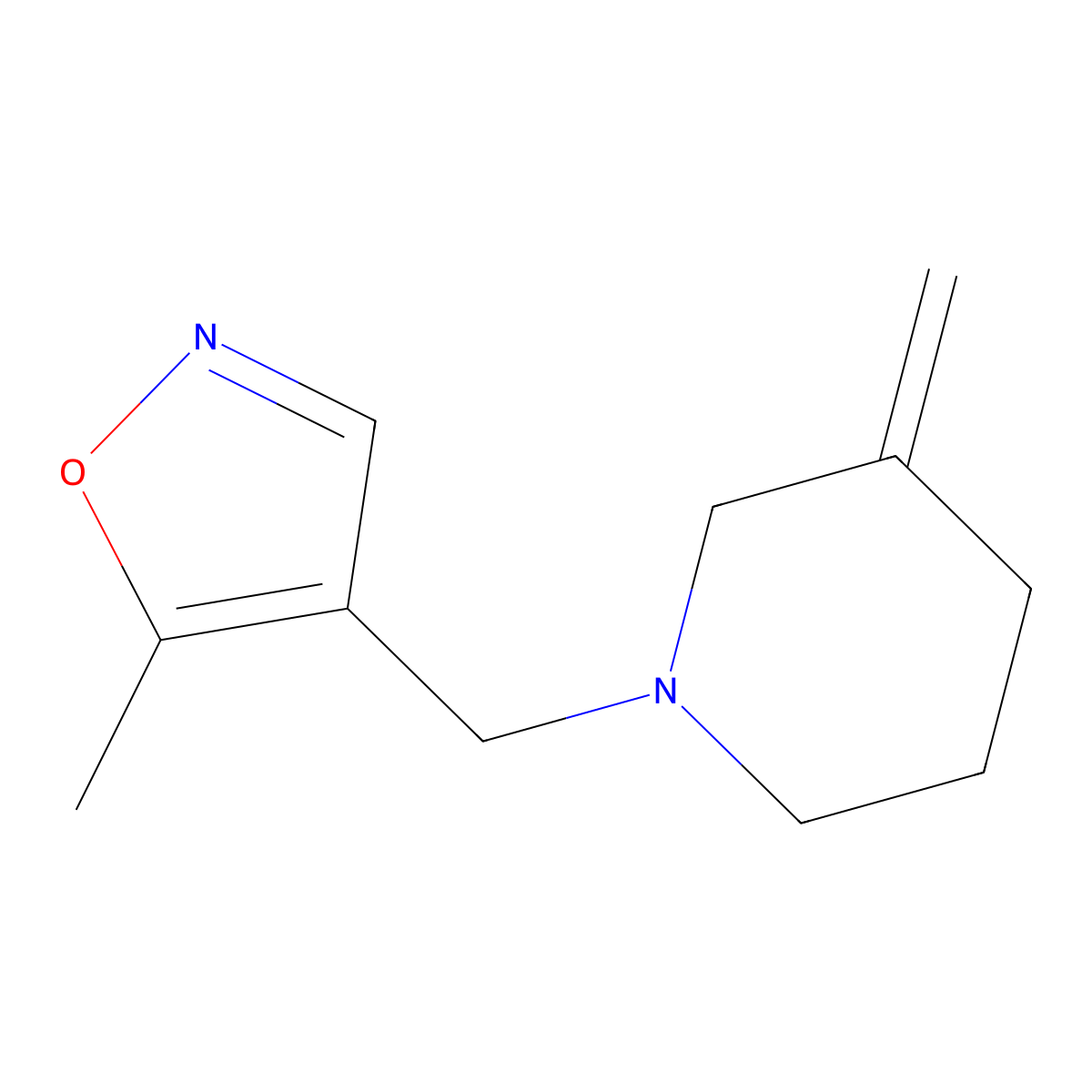 5-Methyl-4-((3-methylenepiperidin-1-yl)methyl)isoxazole molecular structure, CAS 2034281-78-0