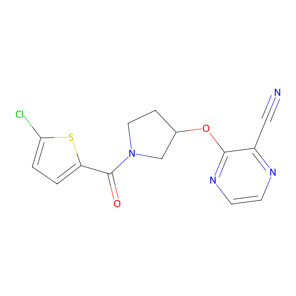 3-((1-(5-Chlorothiophene-2-carbonyl)pyrrolidin-3-yl)oxy)pyrazine-2-carbonitrile molecular structure, CAS 2034281-81-5