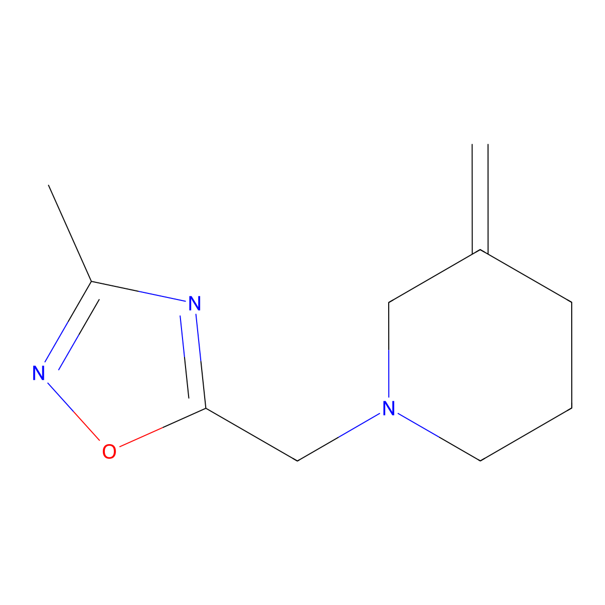 3-Methyl-5-((3-methylenepiperidin-1-yl)methyl)-1,2,4-oxadiazole molecular structure, CAS 2034281-85-9