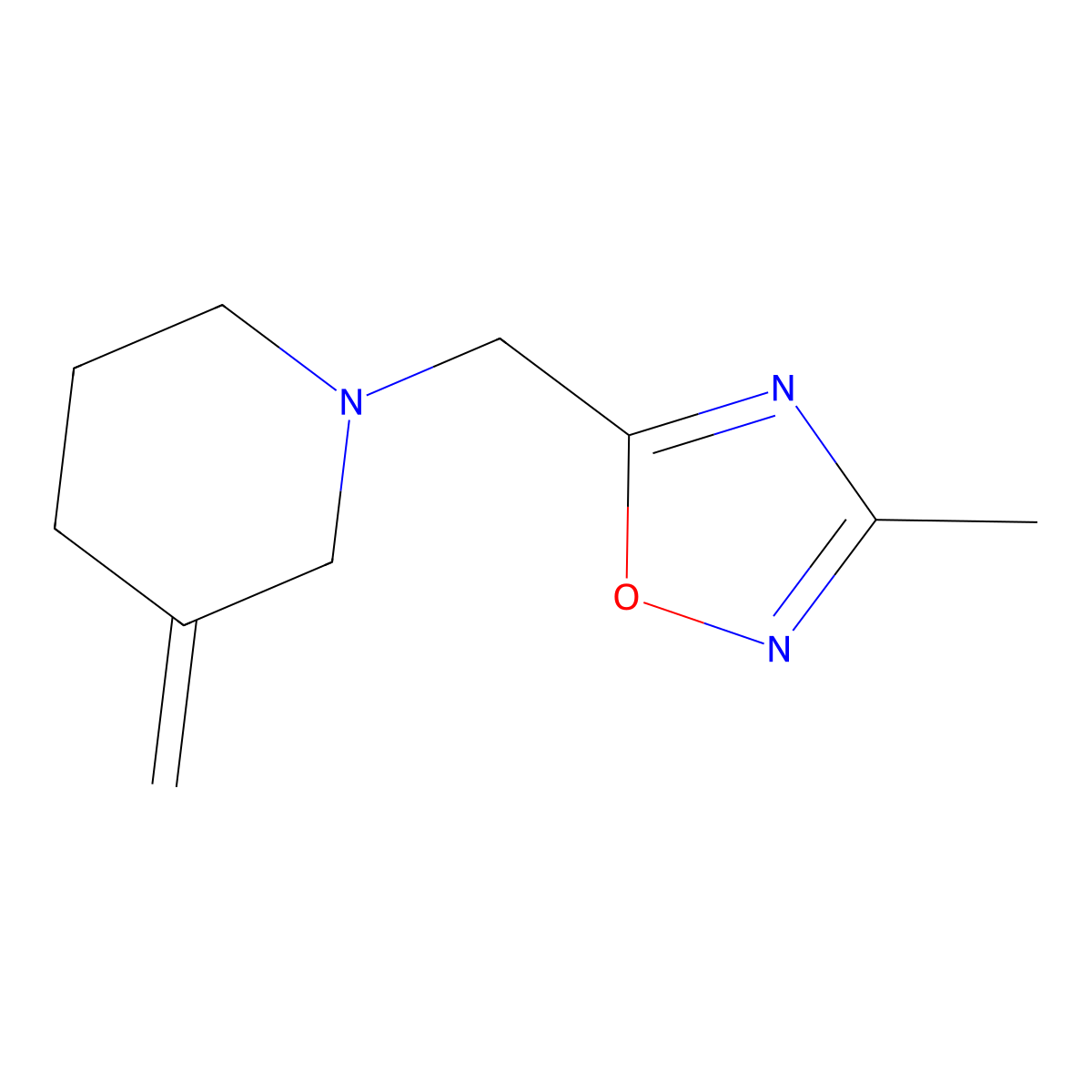 3-Methyl-5-((3-methylenepiperidin-1-yl)methyl)-1,2,4-oxadiazole molecular structure, CAS 2034281-85-9