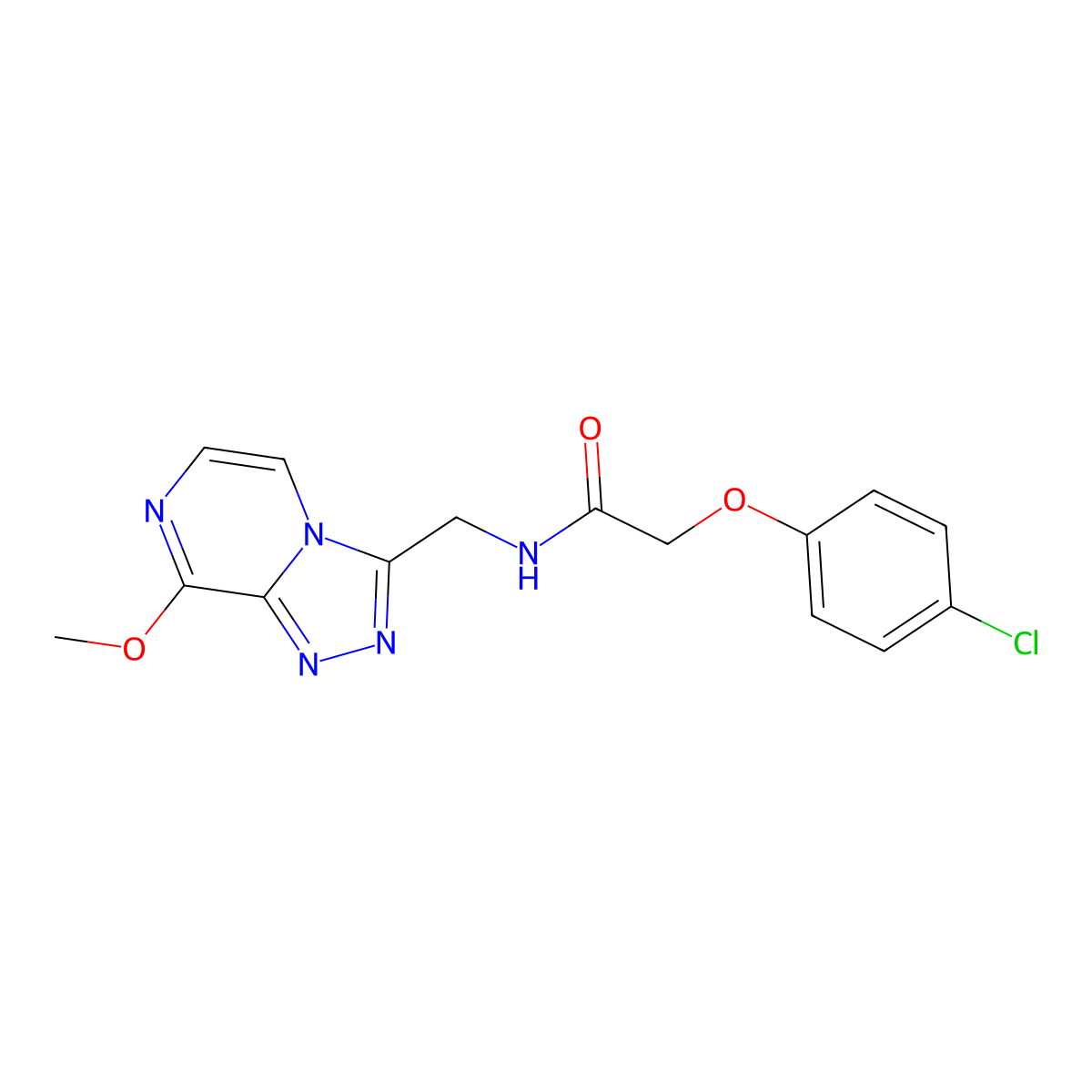 2-(4-chlorophenoxy)-N-((8-methoxy-[1,2,4]triazolo[4,3-a]pyrazin-3-yl)methyl)acetamide molecular structure, CAS 2034281-87-1