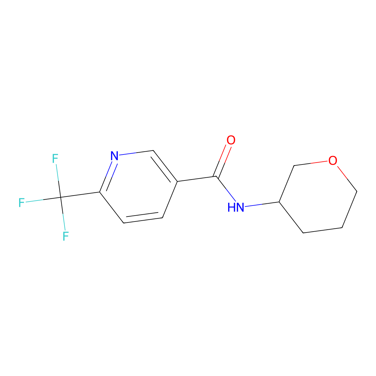 N-(oxan-3-yl)-6-(trifluoromethyl)pyridine-3-carboxamide molecular structure, CAS 2034282-04-5