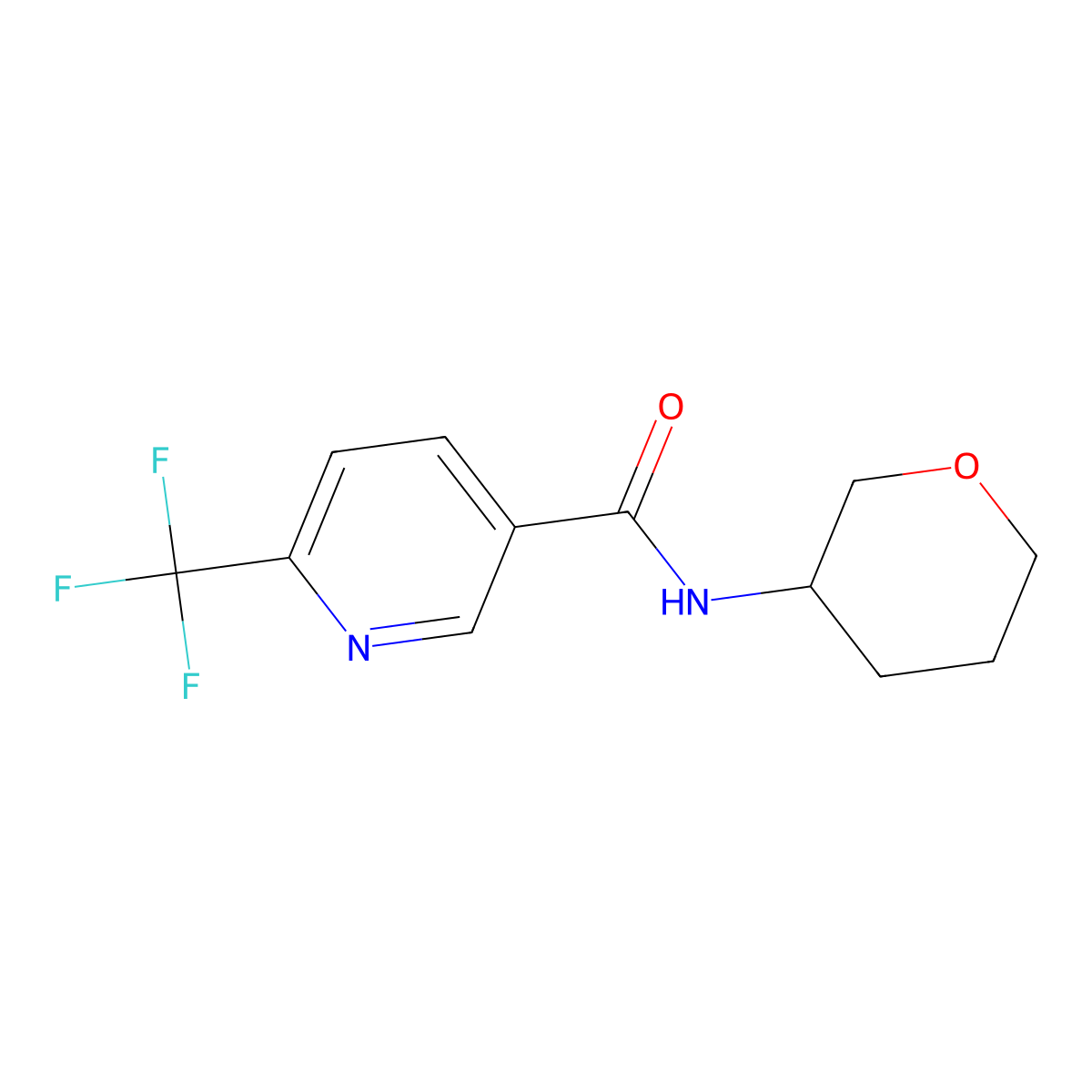 N-(oxan-3-yl)-6-(trifluoromethyl)pyridine-3-carboxamide molecular structure, CAS 2034282-04-5
