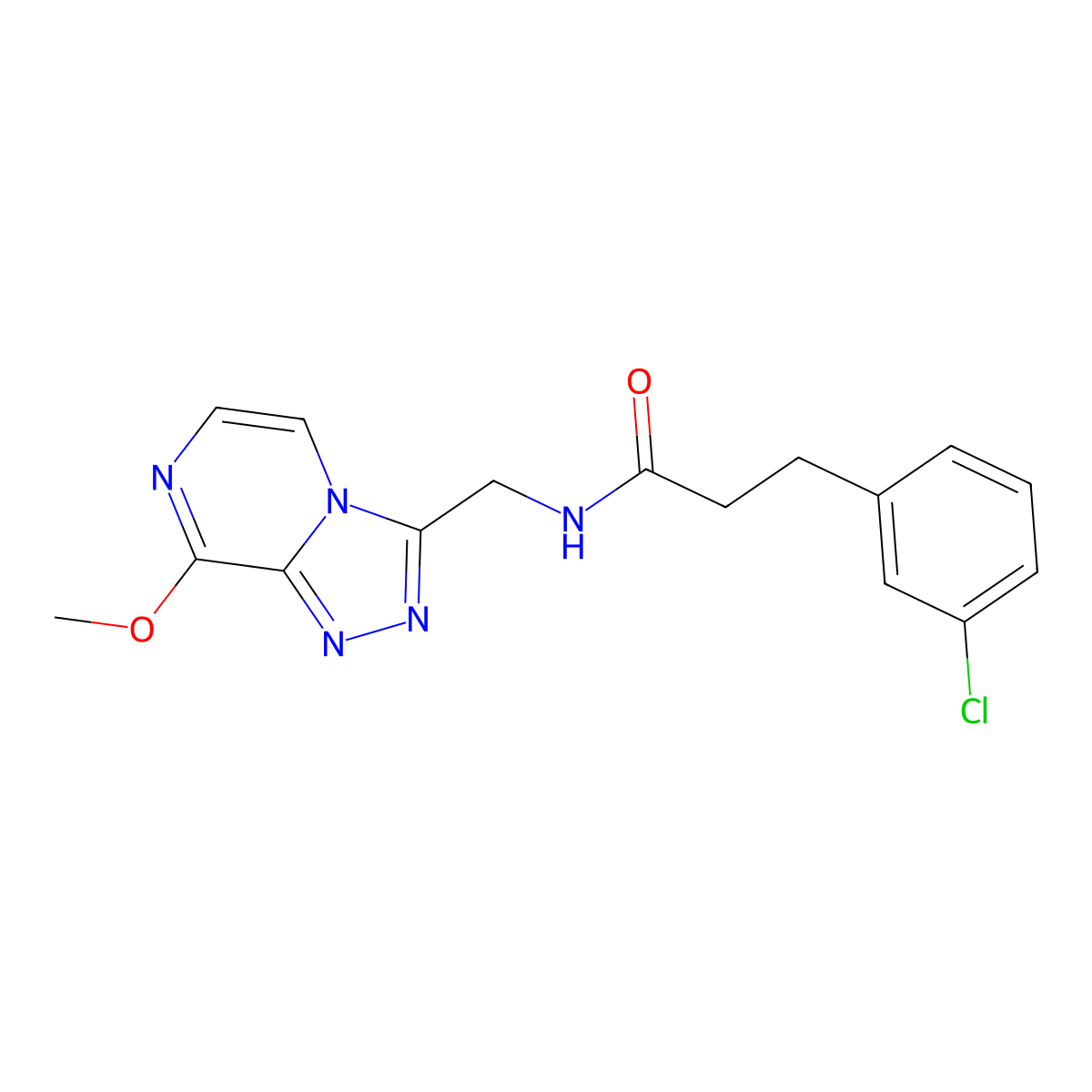 3-(3-chlorophenyl)-N-((8-methoxy-[1,2,4]triazolo[4,3-a]pyrazin-3-yl)methyl)propanamide molecular structure, CAS 2034282-06-7