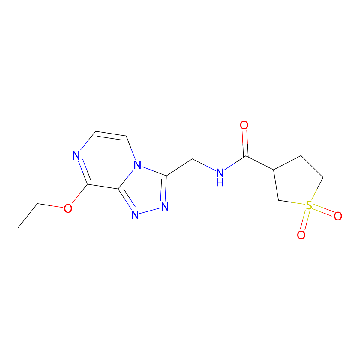 N-((8-ethoxy-[1,2,4]triazolo[4,3-a]pyrazin-3-yl)methyl)tetrahydrothiophene-3-carboxamide 1,1-dioxide molecular structure, CAS 2034282-16-9