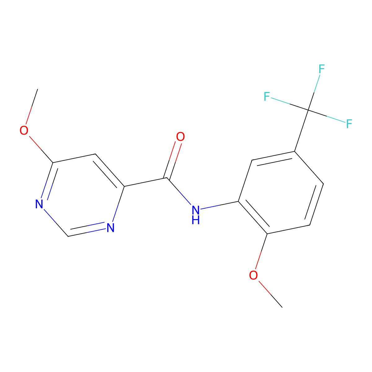 6-methoxy-N-[2-methoxy-5-(trifluoromethyl)phenyl]pyrimidine-4-carboxamide molecular structure, CAS 2034282-20-5