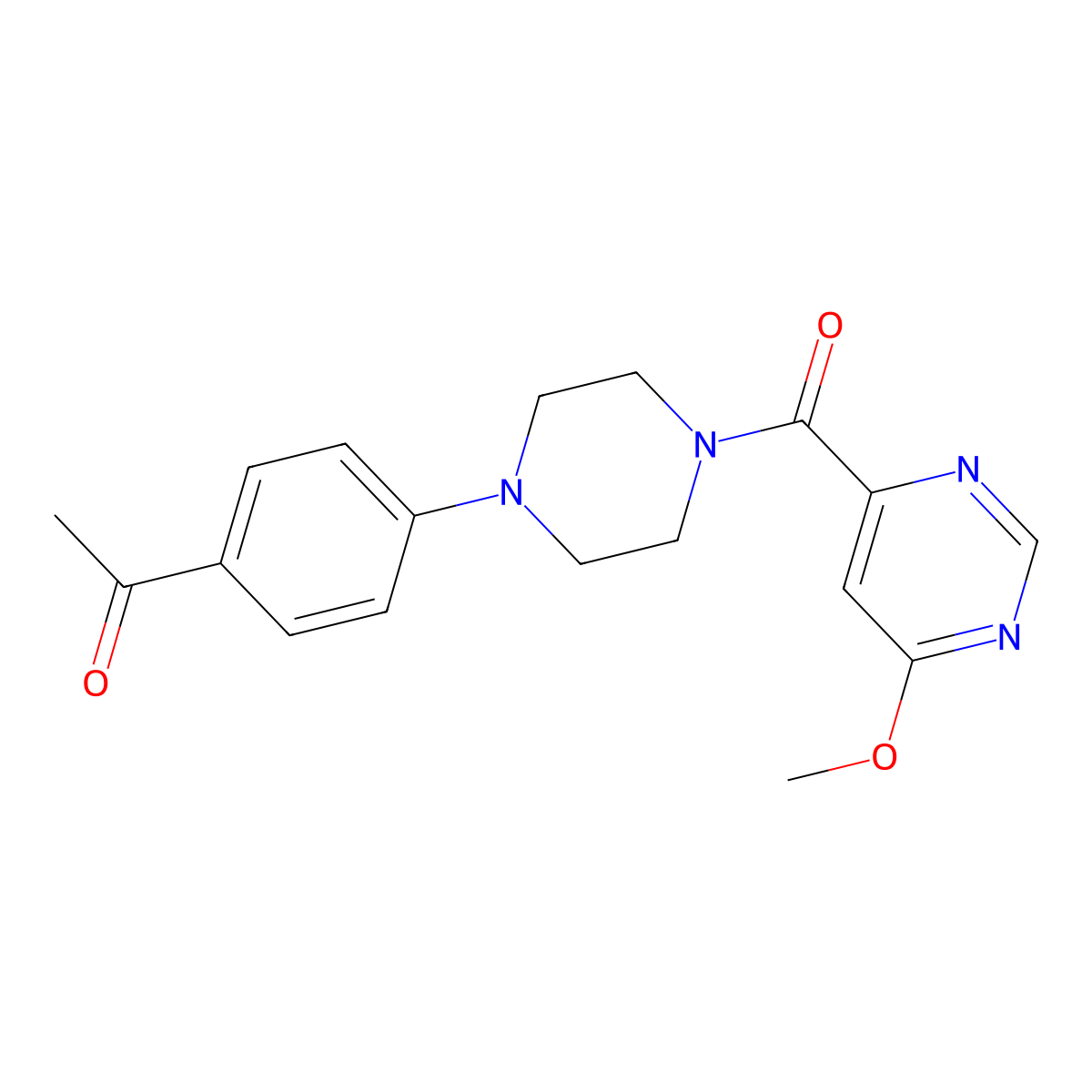 1-(4-(4-(6-Methoxypyrimidine-4-carbonyl)piperazin-1-yl)phenyl)ethanone molecular structure, CAS 2034282-31-8