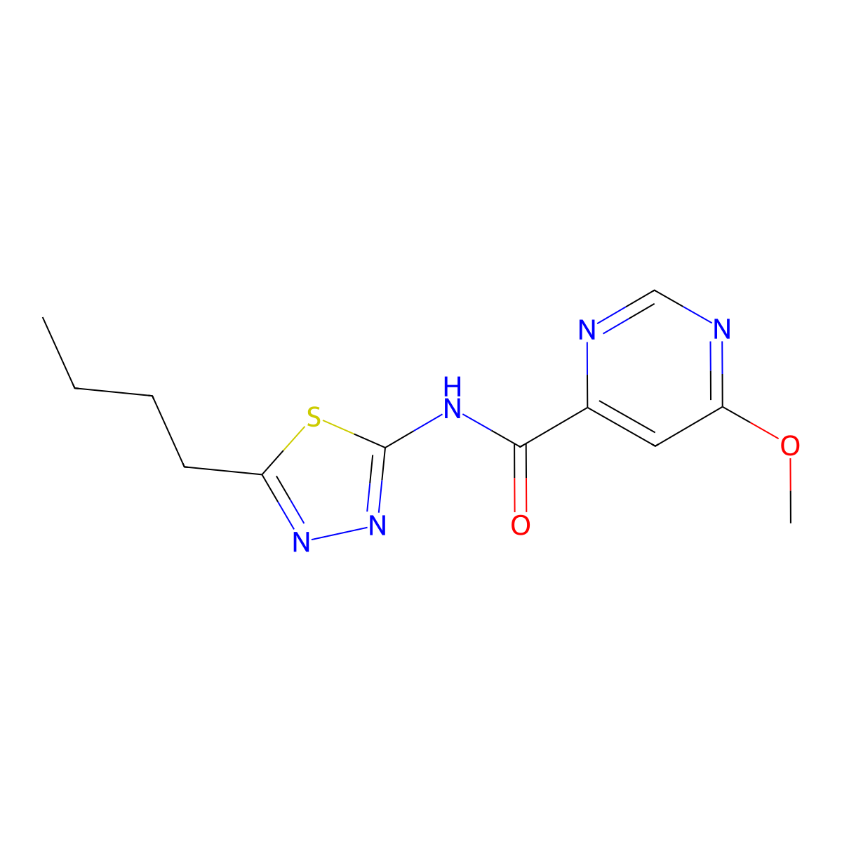 N-(5-butyl-1,3,4-thiadiazol-2-yl)-6-methoxypyrimidine-4-carboxamide molecular structure, CAS 2034282-36-3