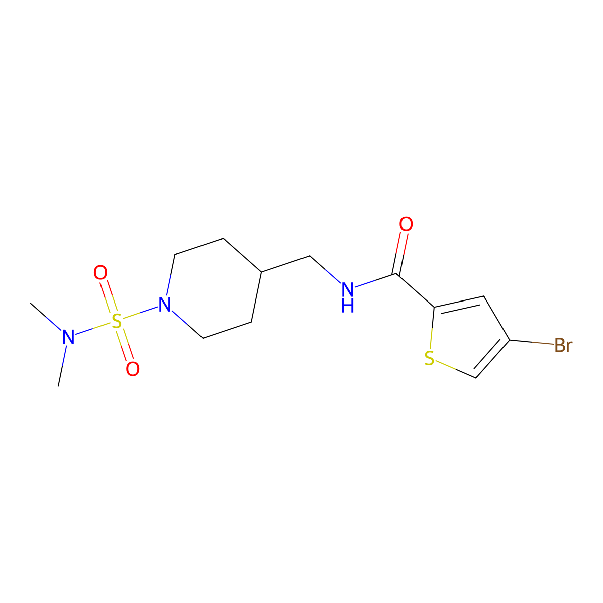 4-bromo-N-((1-(N,N-dimethylsulfamoyl)piperidin-4-yl)methyl)thiophene-2-carboxamide molecular structure, CAS 2034282-39-6