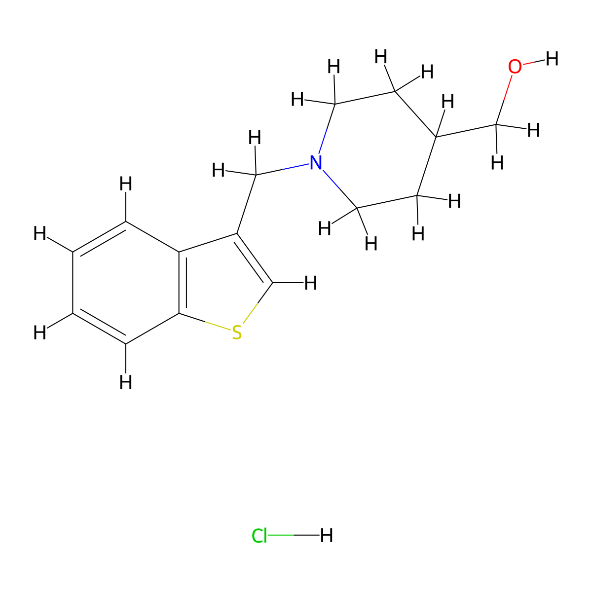 (1-(Benzo[b]thiophen-3-ylmethyl)piperidin-4-yl)methanol hydrochloride molecular structure, CAS 2034282-44-3