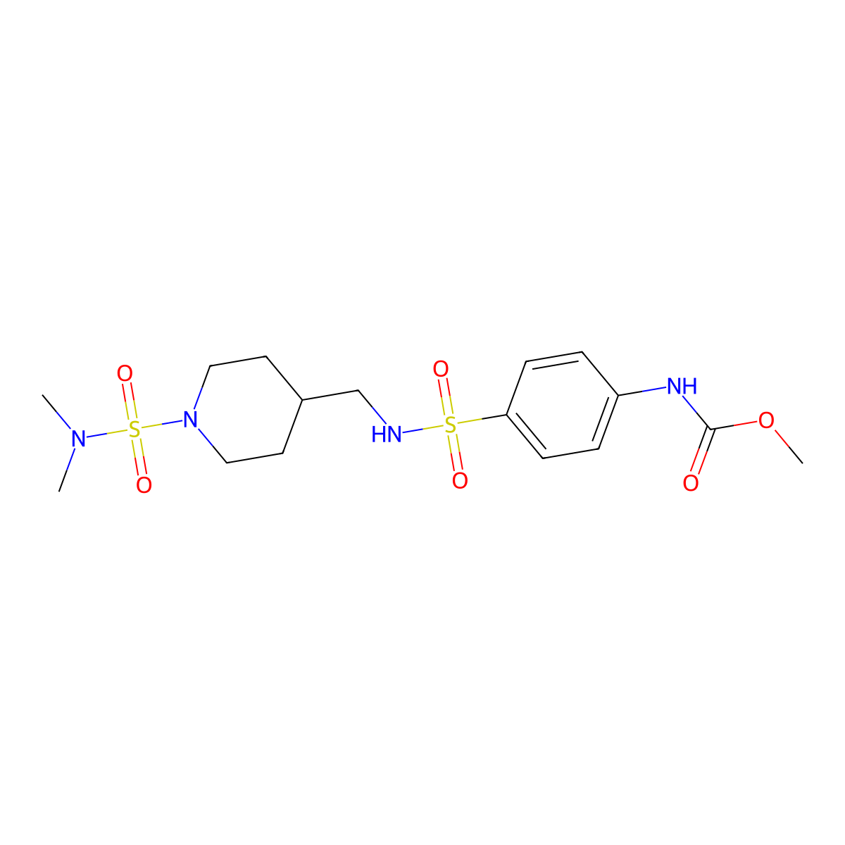 methyl (4-(N-((1-(N,N-dimethylsulfamoyl)piperidin-4-yl)methyl)sulfamoyl)phenyl)carbamate molecular structure, CAS 2034282-45-4