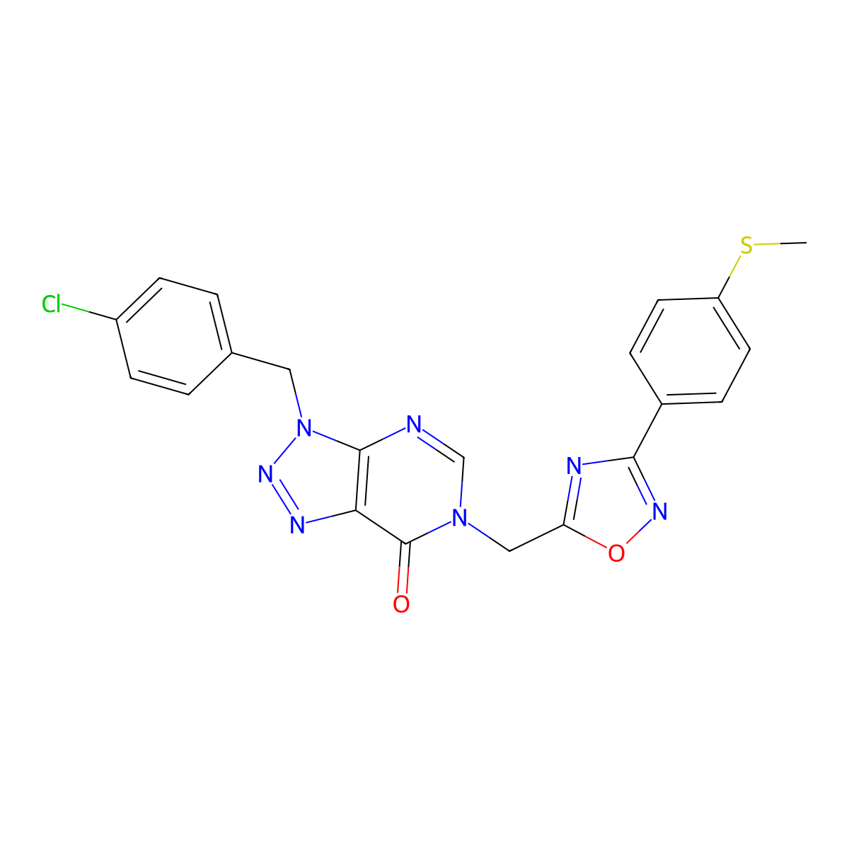 3-(4-chlorobenzyl)-6-((3-(4-(methylthio)phenyl)-1,2,4-oxadiazol-5-yl)methyl)-3H-[1,2,3]triazolo[4,5-d]pyrimidin-7(6H)-one molecular structure, CAS 2034282-48-7