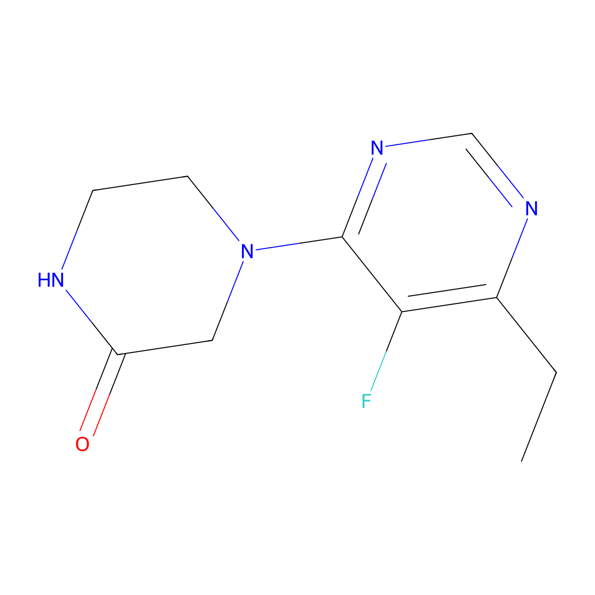 4-(6-Ethyl-5-fluoropyrimidin-4-yl)piperazin-2-one molecular structure, CAS 2034282-50-1