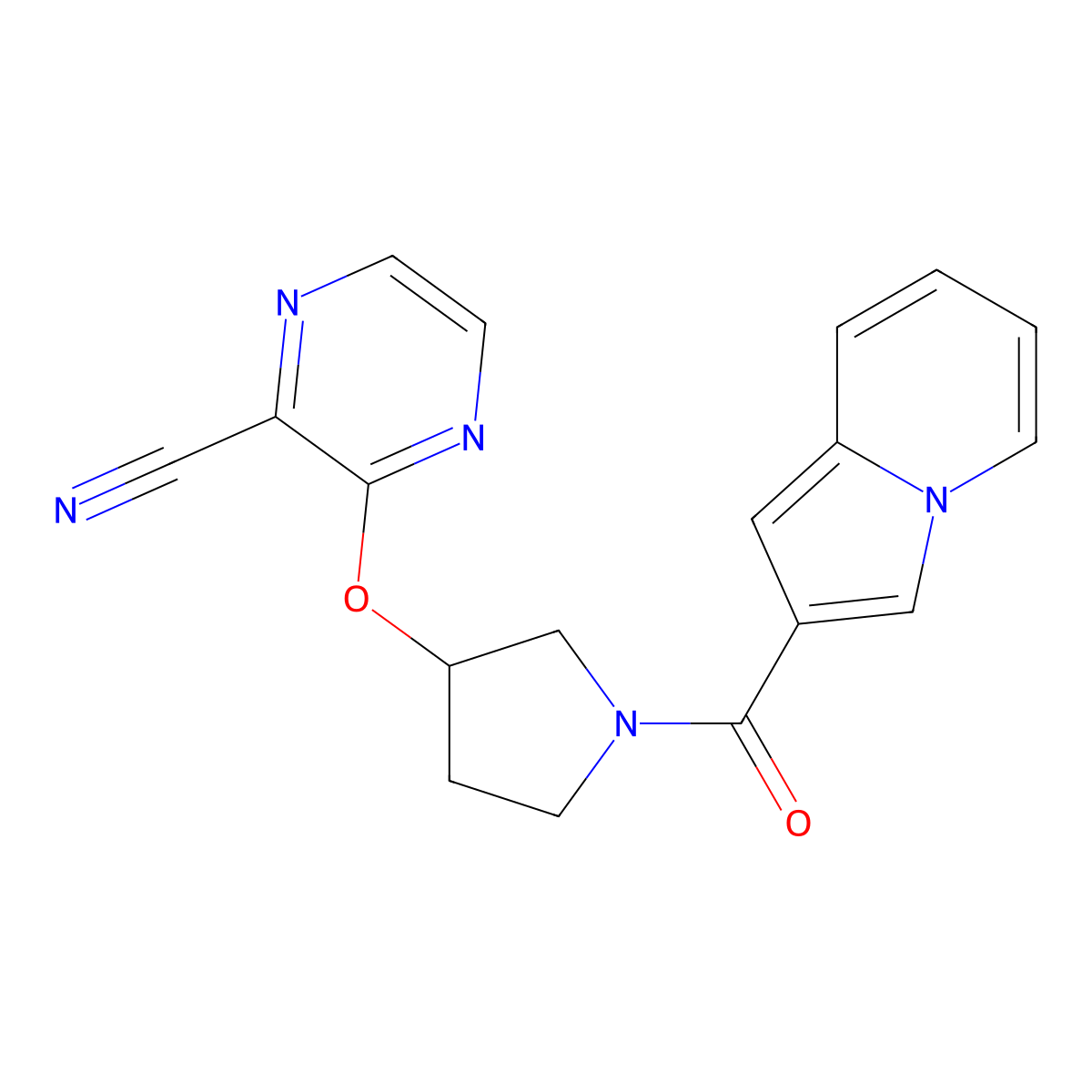 3-{[1-(Indolizine-2-carbonyl)pyrrolidin-3-yl]oxy}pyrazine-2-carbonitrile molecular structure, CAS 2034282-53-4