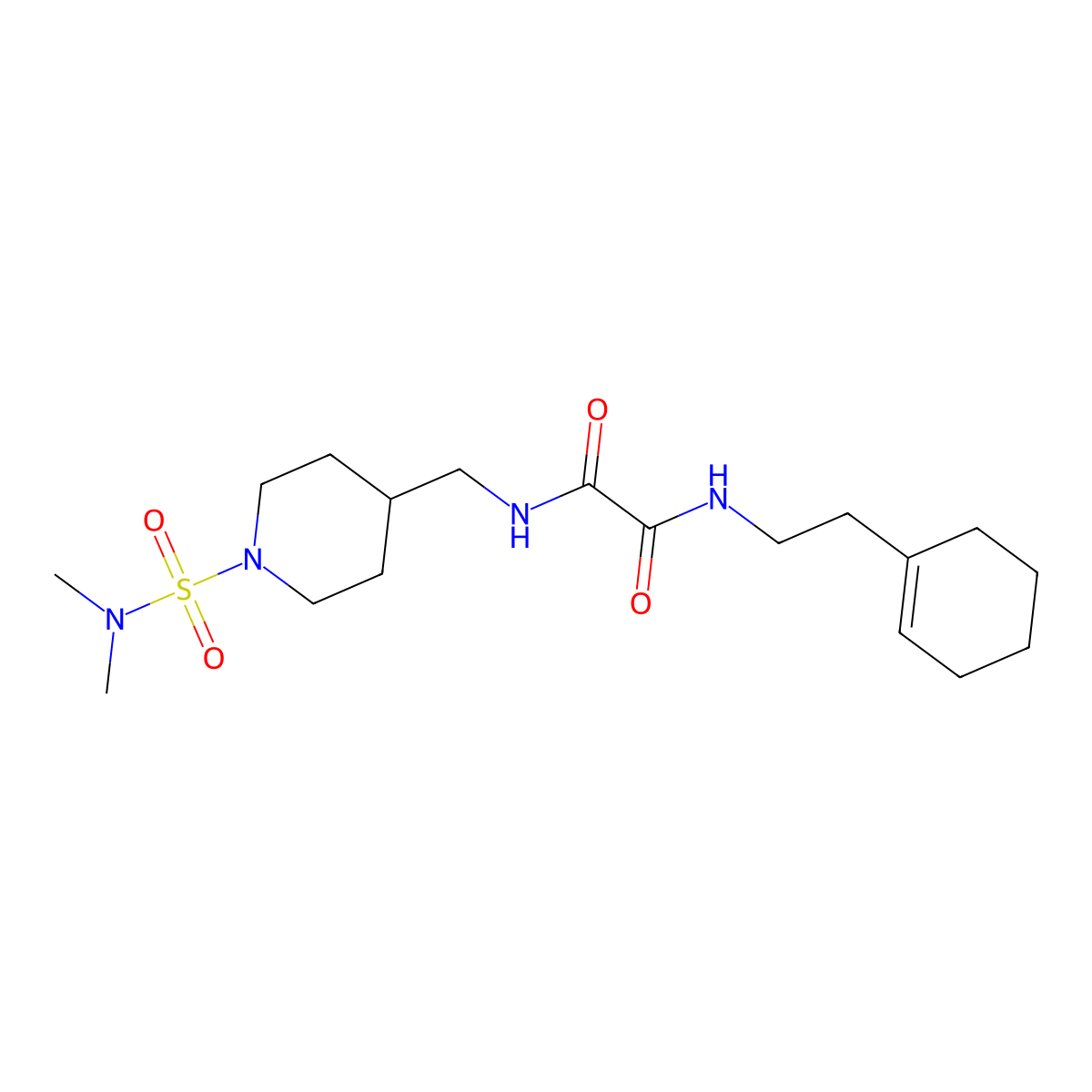 N1-(2-(cyclohex-1-en-1-yl)ethyl)-N2-((1-(N,N-dimethylsulfamoyl)piperidin-4-yl)methyl)oxalamide molecular structure, CAS 2034282-59-0