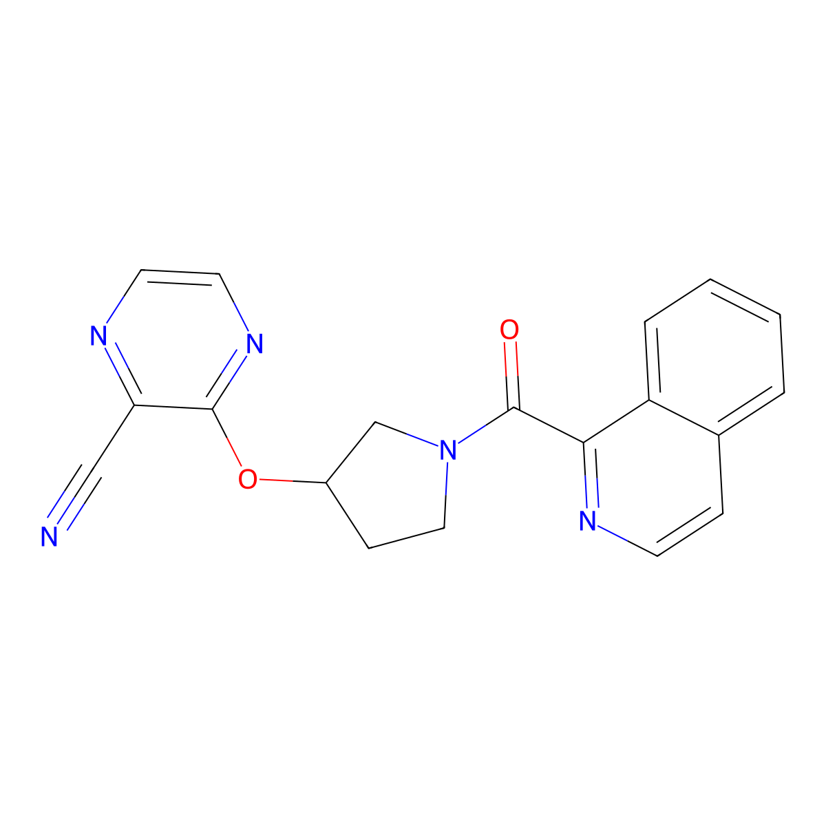 3-((1-(Isoquinoline-1-carbonyl)pyrrolidin-3-yl)oxy)pyrazine-2-carbonitrile molecular structure, CAS 2034282-62-5